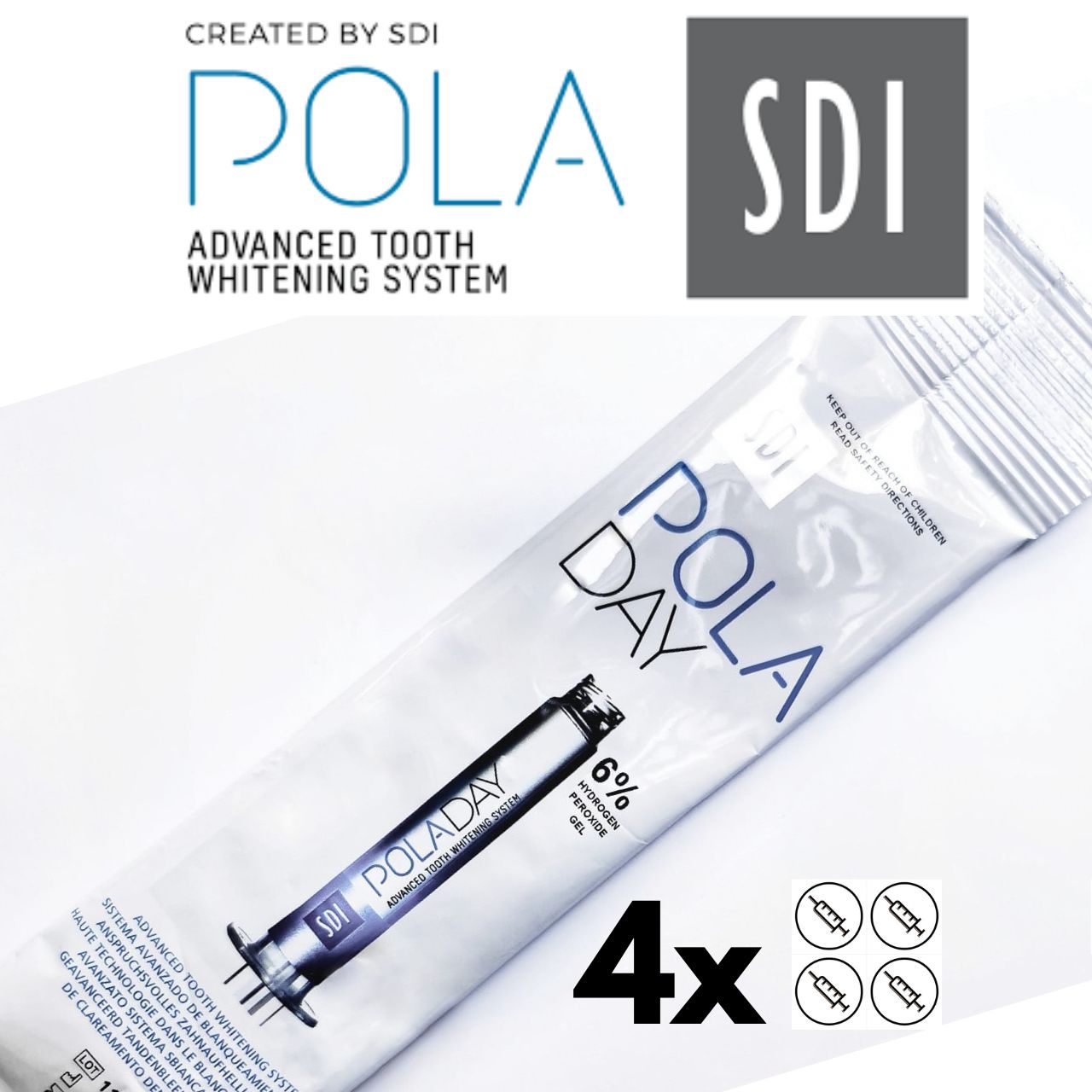 PolaDay 6% HP tooth whitening x4