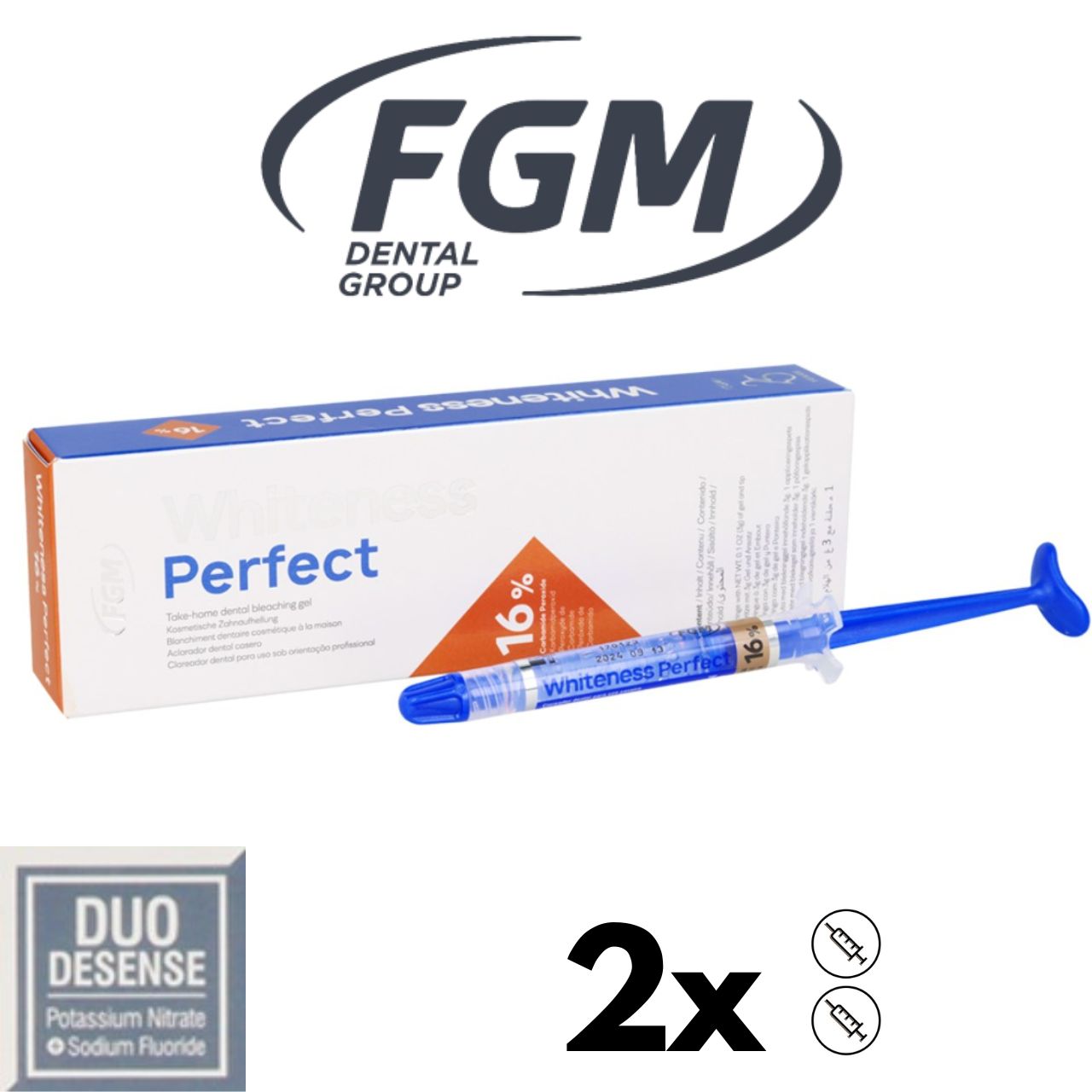 Whiteness Perfect 16% CP FGM whitening gel x2